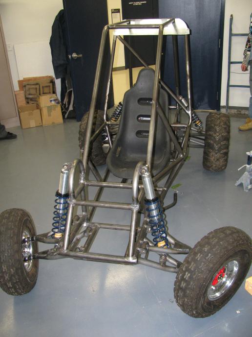 Front suspension assembly mocked up on the finished frame